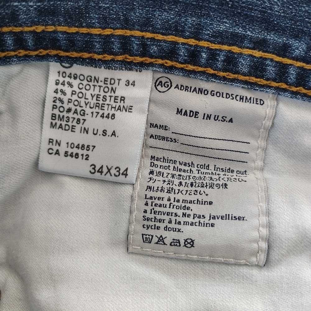AG Protégé Classic Straight Leg Jeans 34/34 - Picture 12 of 13